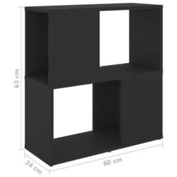 Berkfield Home Decorative Book Cabinet Black 60x24x63 cm Engineered Wood - Size: 60 x 24 x 63 cm - thumbnail 7