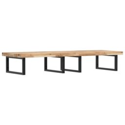 Berkfield Home Basin Shelf Wall Mounted Steel & Solid Wood Acacia in Brown - thumbnail 2