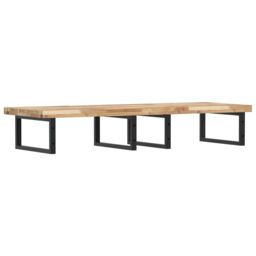 Berkfield Home Basin Shelf Wall Mounted Steel & Solid Wood Acacia in Brown - thumbnail 6