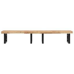 Berkfield Home Basin Shelf Wall Mounted Steel & Solid Wood Acacia in Brown - thumbnail 4