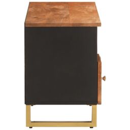 Berkfield Home TV Cabinet Brown & Black 100x33.5x46 cm Solid Wood Mango - thumbnail 5