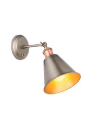 Netlighting Hal Metal Wall Lamp Aged Pewter Aged Copper Plate in Grey - thumbnail 1
