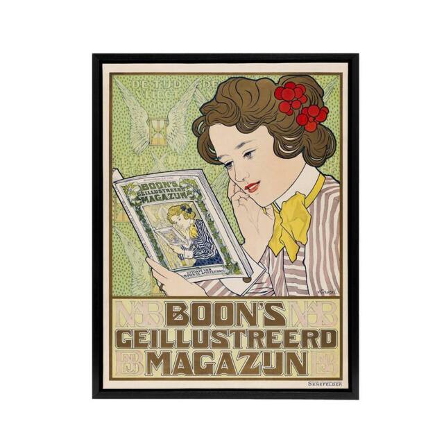 "Artery8 Boons Illustrated Magazine Framed Canvas Wall Art Print Georg van Caspel - Size: W12"" x H16""" - image 1