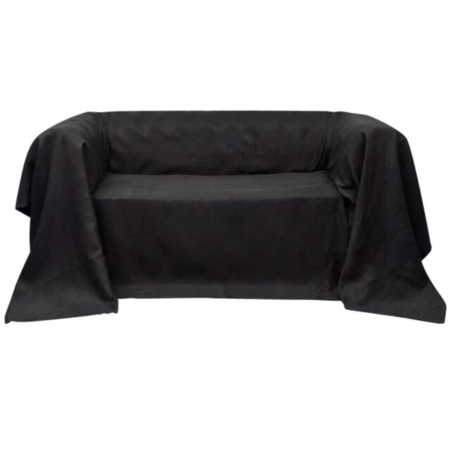 Berkfield Home Micro-suede Couch Slipcover Anthracite 210 x 280 cm in Black - image 1