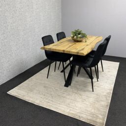 KOSY KOALA Wooden Dining Table with 4 Black Velvet Chairs, Stylish Dining Room Furniture in Brown - thumbnail 9