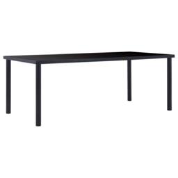 Berkfield Home Modern Dining Table Black 200x100x75 cm Tempered Glass - Size: 200 x 100 x 75 cm - thumbnail 2