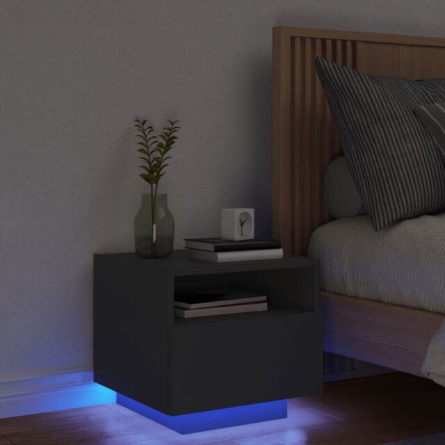 Berkfield Home Bedside Cabinet with LED Lights Black 40x39x37 cm - Size: 40 x 39 x 37 cm - image 1