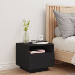 Berkfield Home Bedside Cabinet with LED Lights Black 40x39x37 cm - Size: 40 x 39 x 37 cm - thumbnail 3