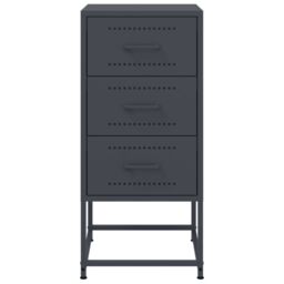 Berkfield Home Bedside Cabinets 2 pcs Anthracite 36x39x78 cm Steel in Black - Size: 36 x 39 x 78 cm - thumbnail 6
