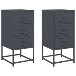 Berkfield Home Bedside Cabinets 2 pcs Anthracite 36x39x78 cm Steel in Black - Size: 36 x 39 x 78 cm - thumbnail 2