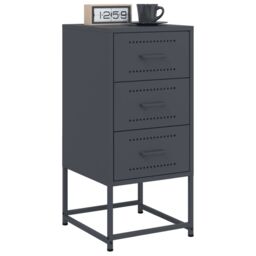 Berkfield Home Bedside Cabinets 2 pcs Anthracite 36x39x78 cm Steel in Black - Size: 36 x 39 x 78 cm - thumbnail 3