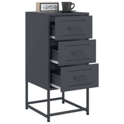 Berkfield Home Bedside Cabinets 2 pcs Anthracite 36x39x78 cm Steel in Black - Size: 36 x 39 x 78 cm - thumbnail 4