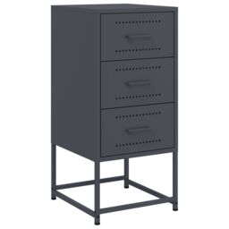 Berkfield Home Bedside Cabinets 2 pcs Anthracite 36x39x78 cm Steel in Black - Size: 36 x 39 x 78 cm - thumbnail 5