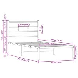 Berkfield Home Bed Frame without Mattress with Headboard Brown Oak 90x200 cm - thumbnail 9