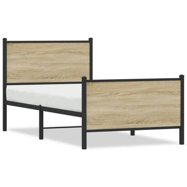 Berkfield Home Metal Bed Frame without Mattress Sonoma Oak 80x200 cm in Brown - image 1