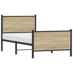 Berkfield Home Metal Bed Frame without Mattress Sonoma Oak 80x200 cm in Brown - thumbnail 4