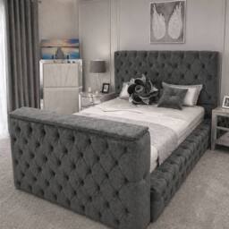 Stratus Interiors Ambassador TV Bed with Built-In Lift Luxury Storage Design in Dark Grey - Size: Double - thumbnail 1