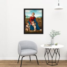 "Artery8 Wall Art Print Raphael Madonna In The Meadow Large Framed Wall Décor Art in Brown - Size: W18"" x H24""" - thumbnail 2