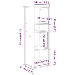 Berkfield Home Book Cabinet White 34x31x112 cm Engineered Wood - Size: 34 x 31 x 112 cm - thumbnail 9