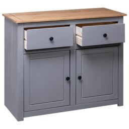 Berkfield Home Sideboard Grey 93x40x80 cm Solid Pinewood Panama Range - Size: 93 x 40 x 80 cm - thumbnail 6
