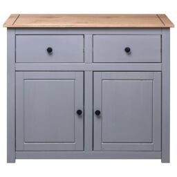 Berkfield Home Sideboard Grey 93x40x80 cm Solid Pinewood Panama Range - Size: 93 x 40 x 80 cm - thumbnail 5