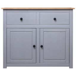 Berkfield Home Sideboard Grey 93x40x80 cm Solid Pinewood Panama Range - Size: 93 x 40 x 80 cm - thumbnail 2