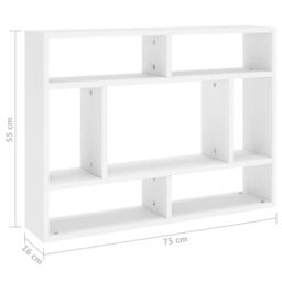 Berkfield Home Wall Shelf White 75x16x55 cm Engineered Wood - Size: 75 x 16 x 55 cm - thumbnail 6