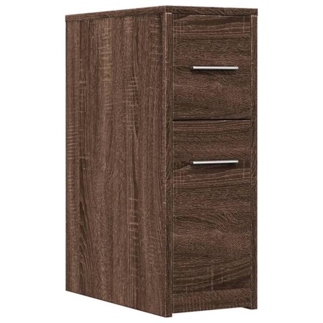 Berkfield Home Narrow Bathroom Cupboard with Wheels Brown Oak Engineered Wood - image 1