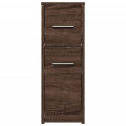 Berkfield Home Narrow Bathroom Cupboard with Wheels Brown Oak Engineered Wood - thumbnail 4
