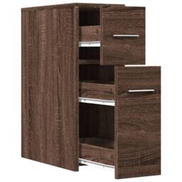 Berkfield Home Narrow Bathroom Cupboard with Wheels Brown Oak Engineered Wood - thumbnail 7