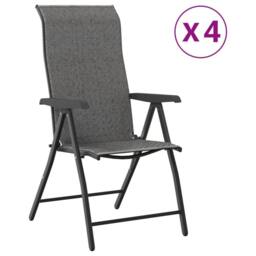Berkfield Home Beautiful Folding Garden Chairs 4 pcs Grey Poly Rattan - thumbnail 3