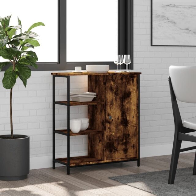 Berkfield Home Sideboard Smoked Oak 70x30x80 cm Engineered Wood in Brown - Size: 70 x 30 x 80 cm - image 1