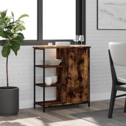 Berkfield Home Sideboard Smoked Oak 70x30x80 cm Engineered Wood in Brown - Size: 70 x 30 x 80 cm - thumbnail 1
