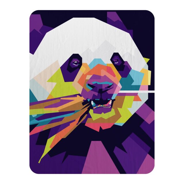 Benjamin Tate Design Colorful pop art of Panda Designer Blanket in Natural - Size: 120 cm x 150 cm - image 1