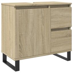 Berkfield Home Bathroom Cabinet Sonoma Oak 65x33x60 cm Engineered Wood in Brown - Size: 65 x 33 x 60 cm - thumbnail 2