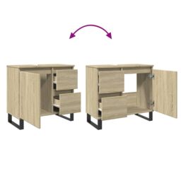 Berkfield Home Bathroom Cabinet Sonoma Oak 65x33x60 cm Engineered Wood in Brown - Size: 65 x 33 x 60 cm - thumbnail 6