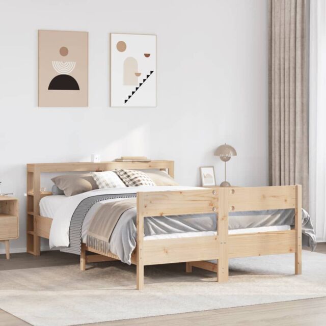 Berkfield Home Bed Frame without Mattress 120x200 cm Solid Wood Pine in Brown - Size: Small Double - image 1