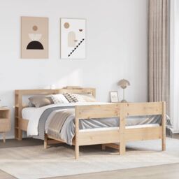 Berkfield Home Bed Frame without Mattress 120x200 cm Solid Wood Pine in Brown - Size: Small Double - thumbnail 1