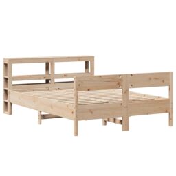 Berkfield Home Bed Frame without Mattress 120x200 cm Solid Wood Pine in Brown - Size: Small Double - thumbnail 3