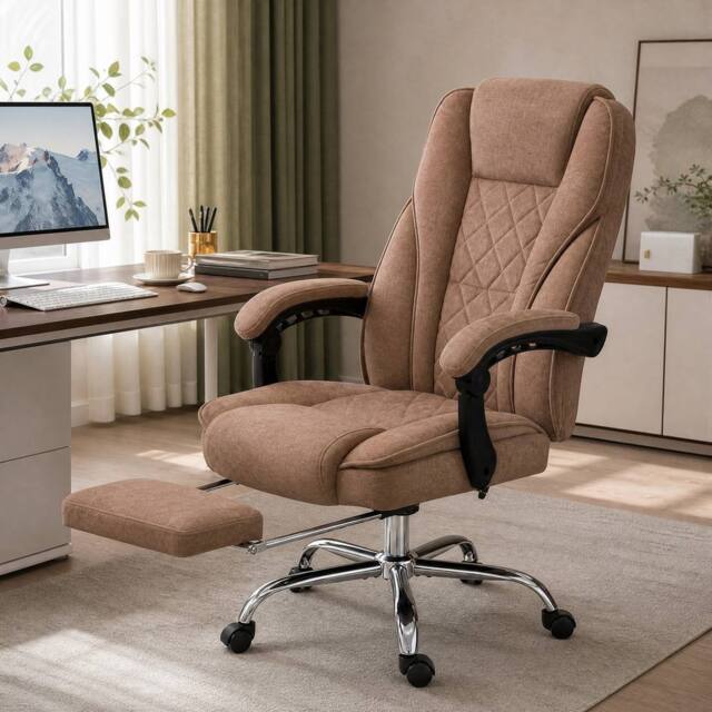 STILVORA Heated Massage Office Chair with Recline, Footrest & Brown Finish - image 1
