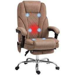 STILVORA Heated Massage Office Chair with Recline, Footrest & Brown Finish - thumbnail 4