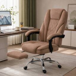 STILVORA Heated Massage Office Chair with Recline, Footrest & Brown Finish - thumbnail 1