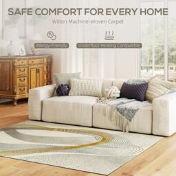 HOMCOM Machine Washable Area Rug, Allergy-Friendly Floor Carpet, Cream White - Size: 120 cm x 170 cm - thumbnail 4