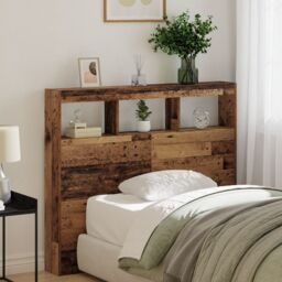 Berkfield Home Headboard Old Wood Solid Reclaimed Wood 120 x 17 x 102 cm in Brown - thumbnail 1