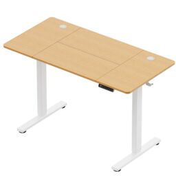 VonHaus Medium Home Office Electric Standing Desk with USB-C Charging in Light Brown - thumbnail 9