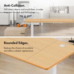 VonHaus Medium Home Office Electric Standing Desk with USB-C Charging in Light Brown - thumbnail 6