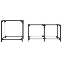 Berkfield Home Nesting Coffee Tables 2 pcs with Transparent Glass Top Steel in Black - thumbnail 4