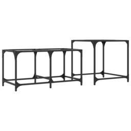 Berkfield Home Nesting Coffee Tables 2 pcs with Transparent Glass Top Steel in Black - thumbnail 6