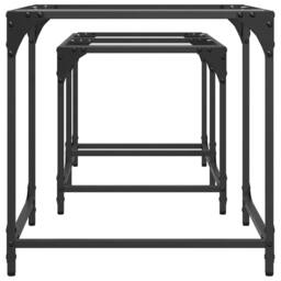Berkfield Home Nesting Coffee Tables 2 pcs with Transparent Glass Top Steel in Black - thumbnail 5