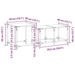 Berkfield Home Nesting Coffee Tables 2 pcs with Transparent Glass Top Steel in Black - thumbnail 9